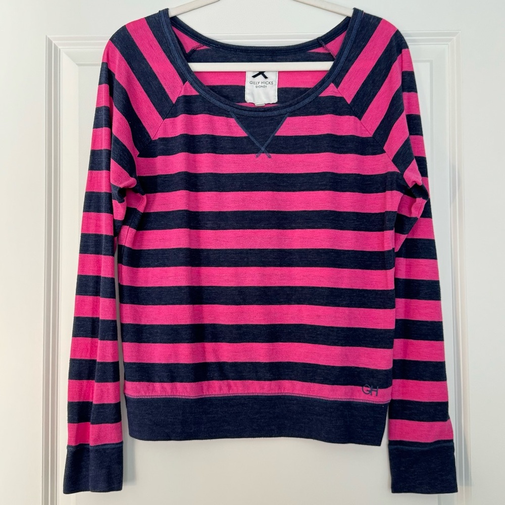 Gilly Hicks Sydney Striped Long Sleeve Sweatshirt – Pink & Navy